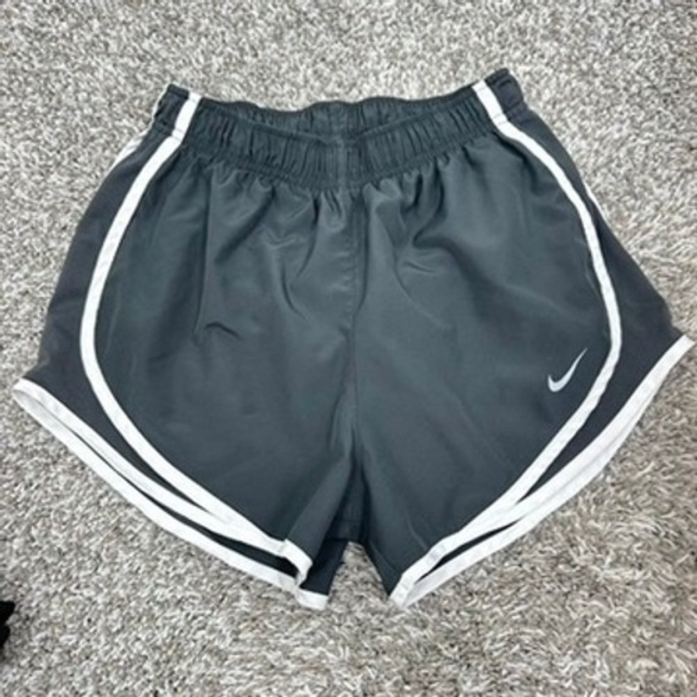 Nike Dri-FIT Size Small Running Shorts Women's Gray White Athletic Gym Training